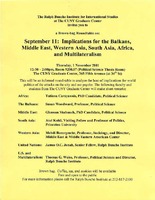 September 11: Implications for the Balkans, Middle East, Western Asian, South Asia, Africa, and Mult