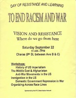 Day of Resistance and Learning to End Racism and War