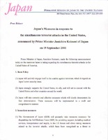 Japan's Measures is response to the simultaneous terrorist attacks in the United States [1 of 2]